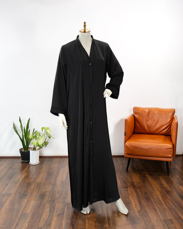 Eyana Black Color V-Neck Abaya For Female