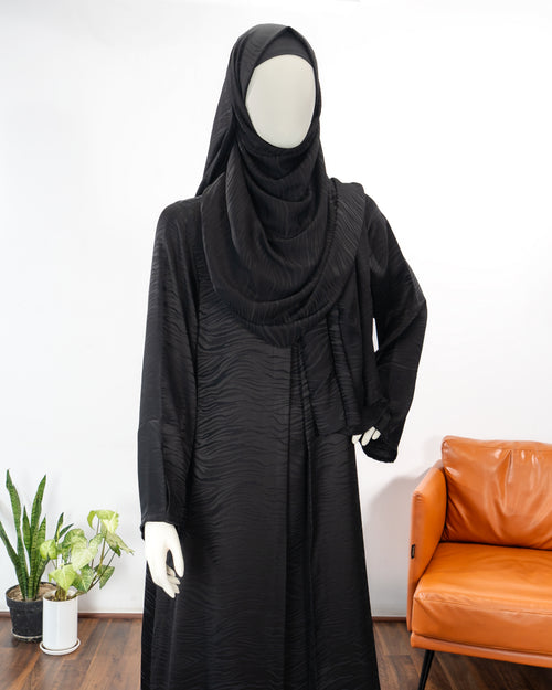 Leyana Black Color Round Neck Abaya For Female
