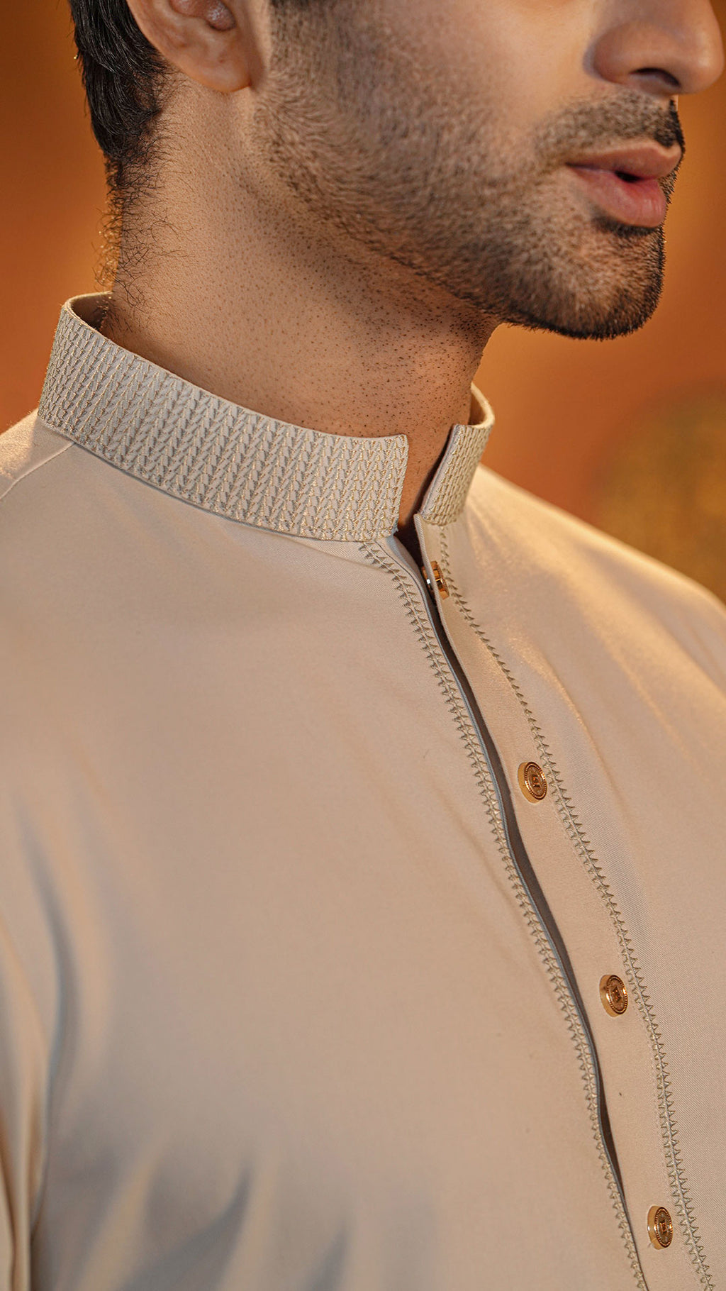 Oasis Off White Band Collar Kabli For Men (Full Set)