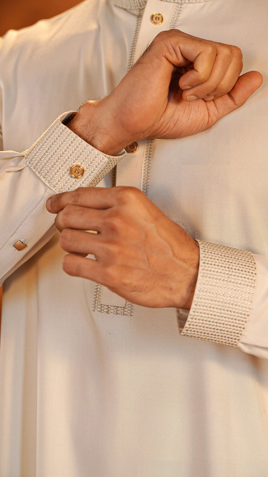 Oasis Off White Band Collar Kabli For Men (Full Set)