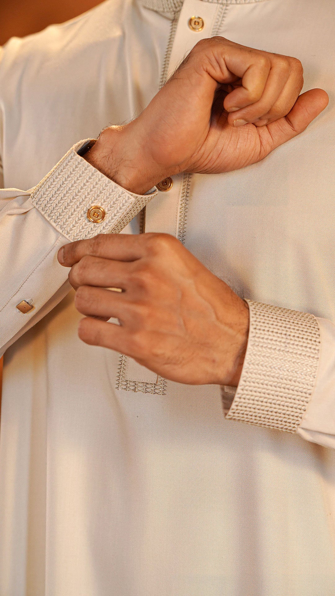 Oasis Off White Band Collar Kabli For Men (Full Set)