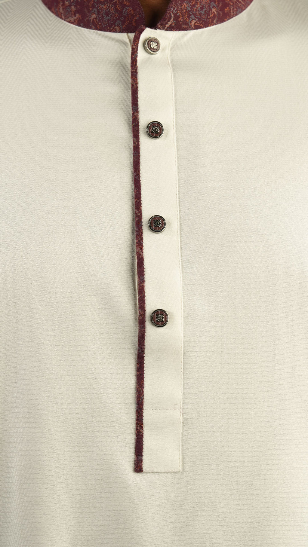 Amber Wind Off White Band Collar Panjabi For Men