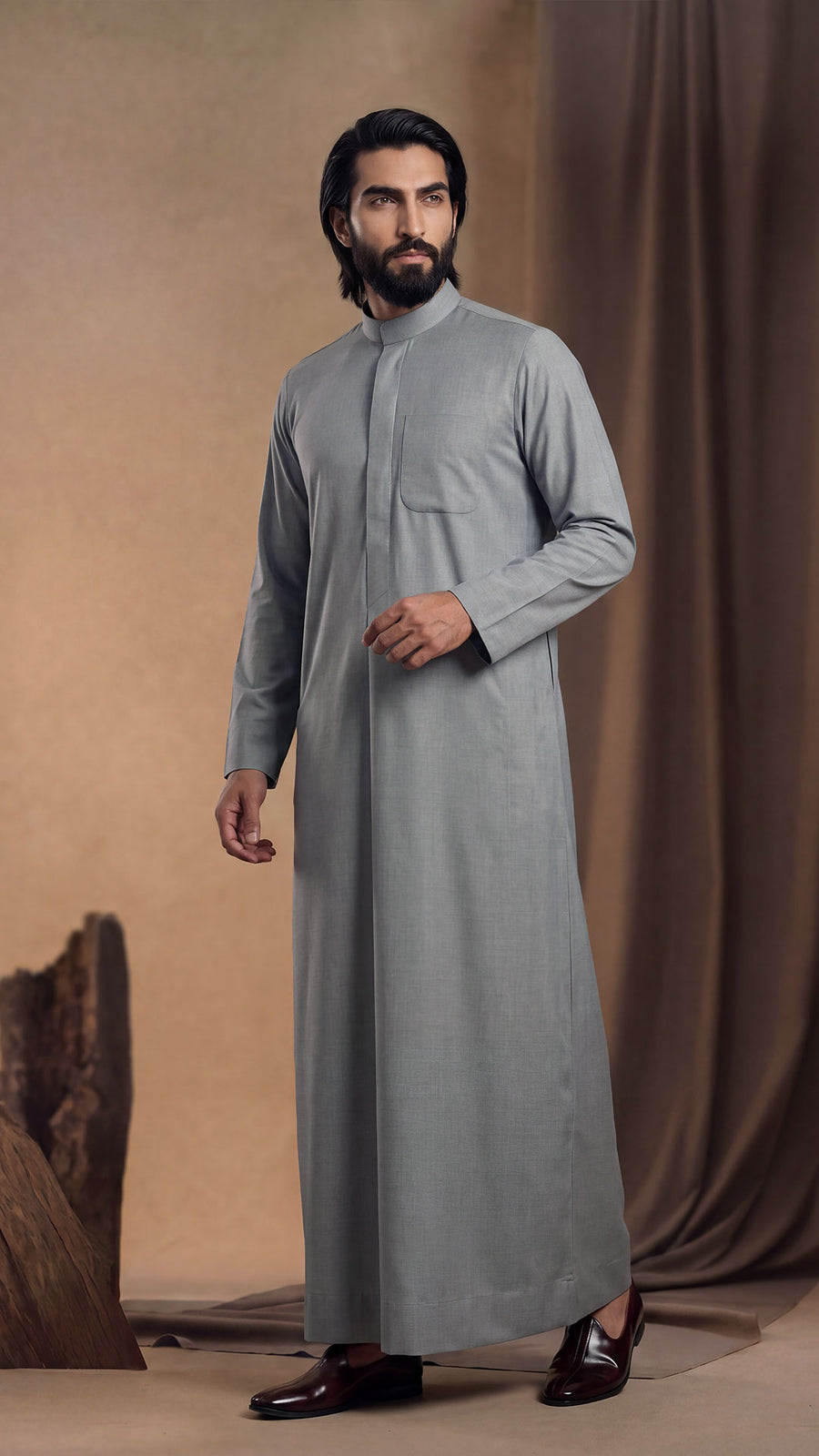 Tabaya Signature Thobe - Grey For Men