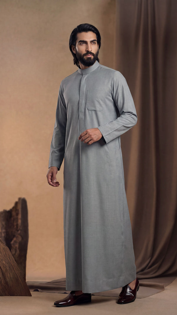 Tabaya Signature Thobe - Grey For Men