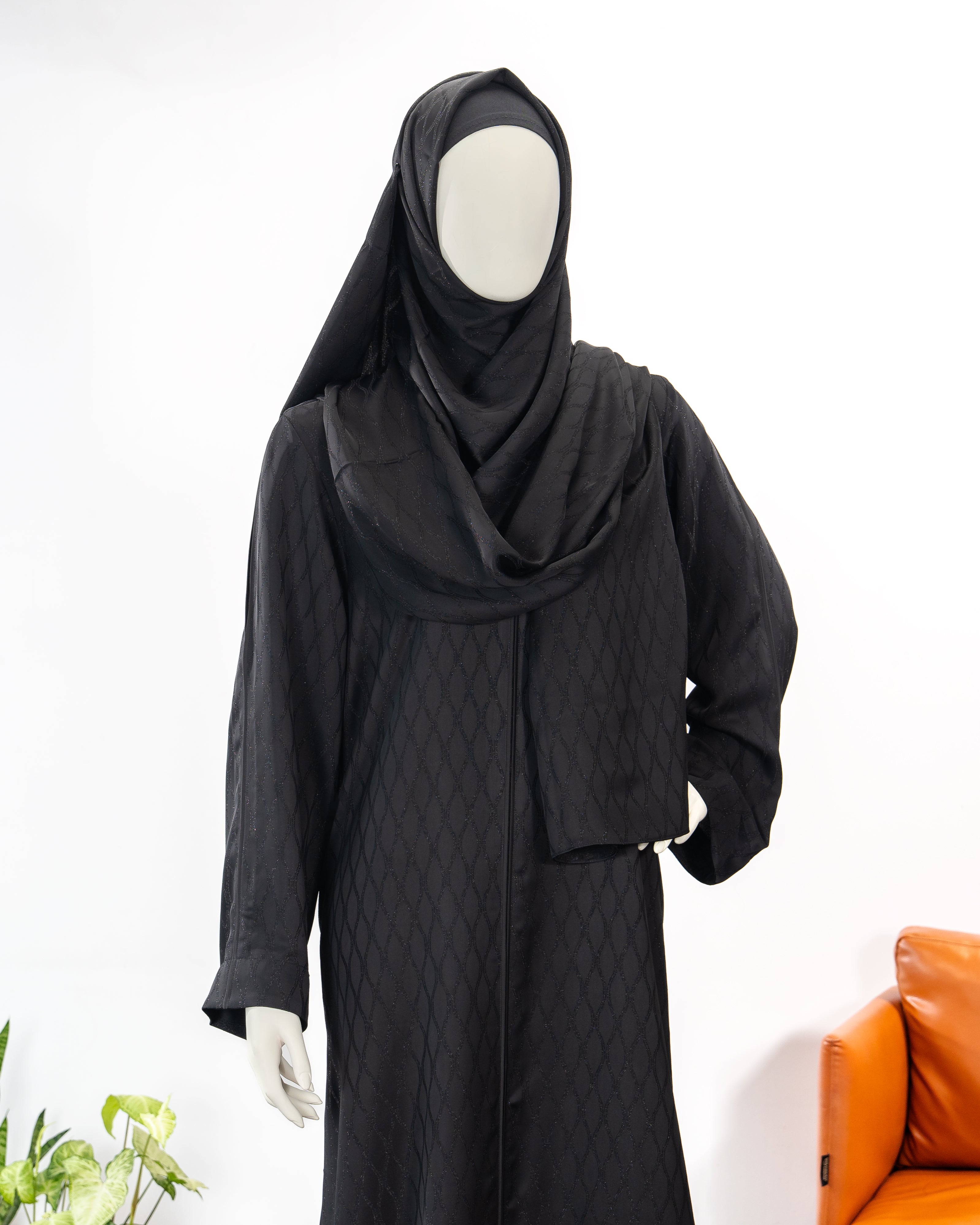 Inaya Black Color Round Neck Abaya For Female