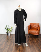 Inaya Black Color V-Neck Abaya For Female