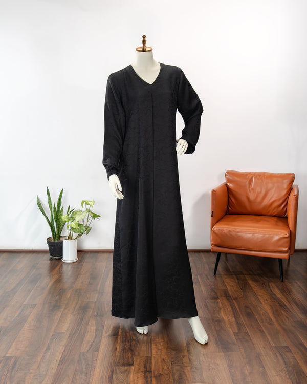 Inaya Black Color V-Neck Abaya For Female