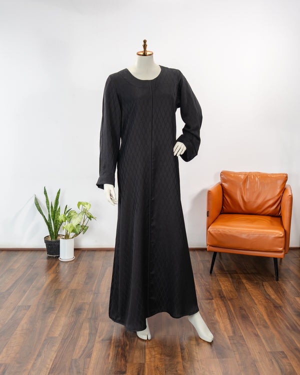 Inaya Black Color Round Neck Abaya For Female