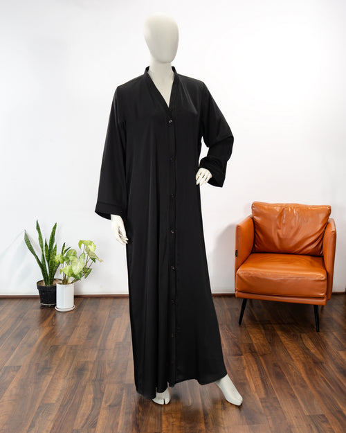 Eyana Black Color V-Neck Abaya For Female
