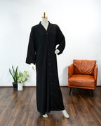 Mahnoor Black Color V-Neck Abaya For Female