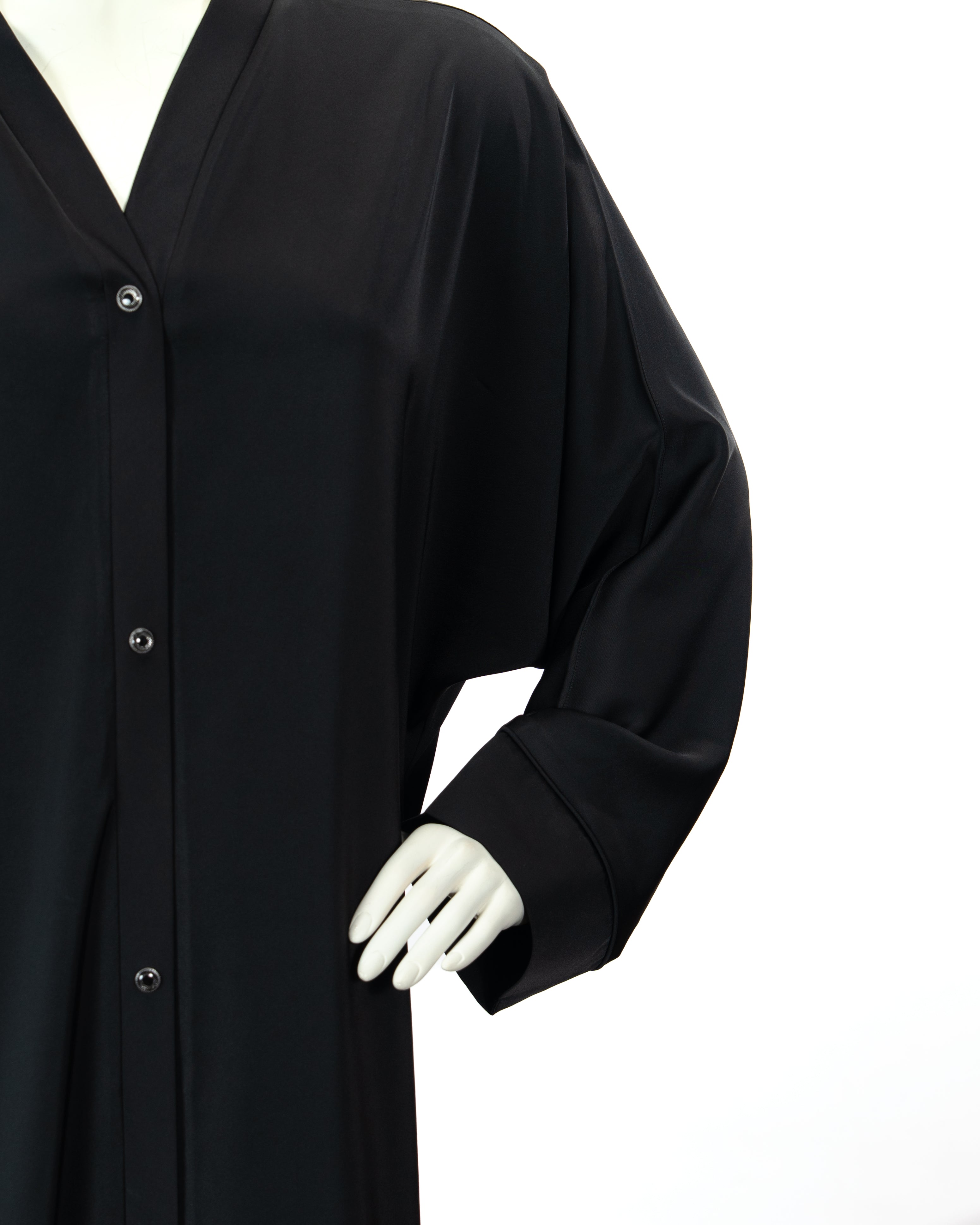 Mahnoor Black Color V-Neck Abaya For Female