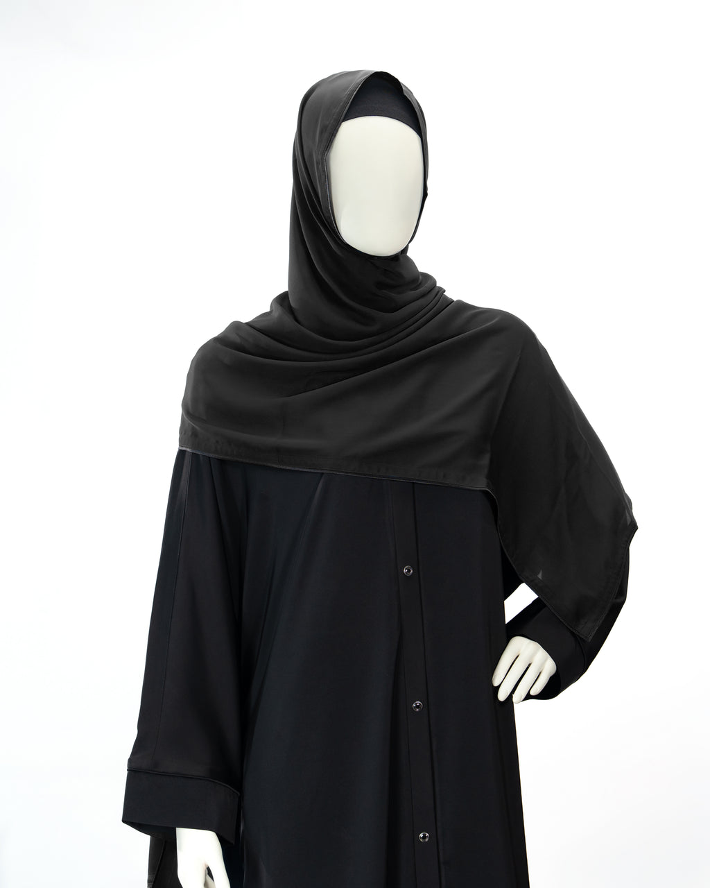 Mahnoor Black Color V-Neck Abaya For Female