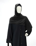 Mahnoor Black Color V-Neck Abaya For Female