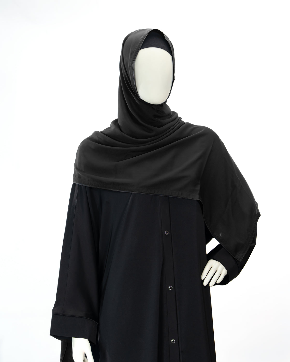 Mahnoor Black Color V-Neck Abaya For Female