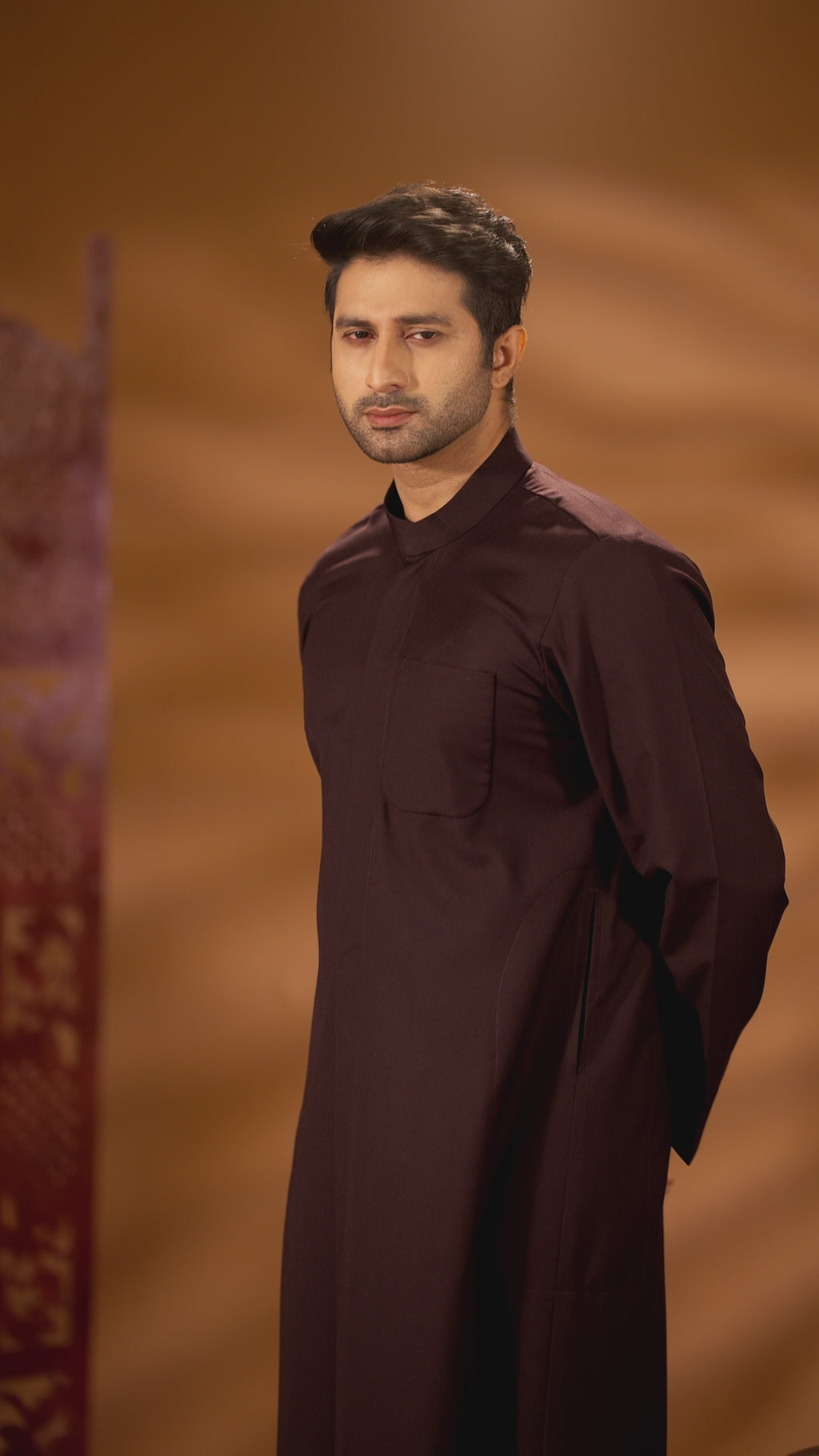Tabaya Signature Thobe - Dark Maroon For Men