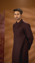 Tabaya Signature Thobe - Dark Maroon For Men